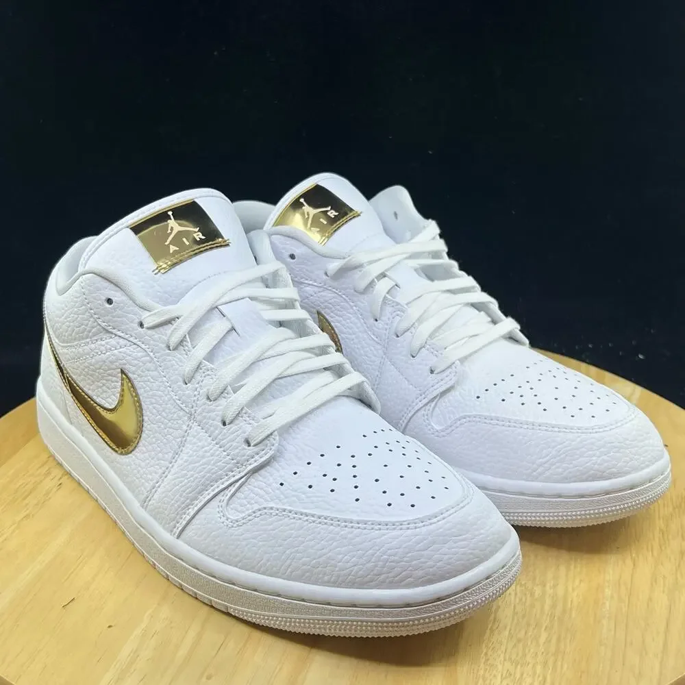 Nike Air Jordan 1 Low Se White-Metallic Gold-White Womens Sz 11.5 [CZ4776-100] - Picture 4 of 10